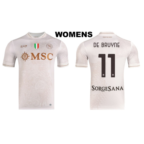 Women's 2025-2026 Napoli #11 Kevin De Bruyne Replica Cream Away Jersey Women's 2025-2026 Napoli #11 Kevin De Bruyne Replica Cream Away Jersey