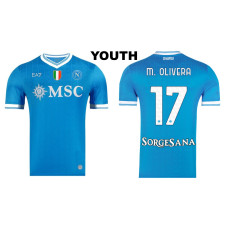 Youth 2025-2026 Napoli #17 Mathias Olivera Authentic Blue Home Jersey