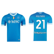 2025-2026 Napoli #21 Matteo Politano Authentic Blue Home Jersey
