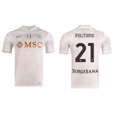 2025-2026 Napoli #21 Matteo Politano Authentic Cream Away Jersey