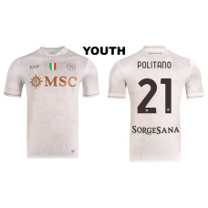 Youth 2025-2026 Napoli #21 Matteo Politano Authentic Cream Away Jersey