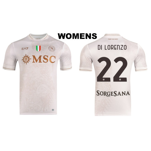 Women's 2025-2026 Napoli #22 Giovanni Di Lorenzo Replica Cream Away Jersey Women's 2025-2026 Napoli #22 Giovanni Di Lorenzo Replica Cream Away Jersey