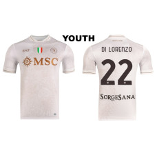 Youth 2025-2026 Napoli #22 Giovanni Di Lorenzo Authentic Cream Away Jersey