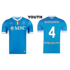 Youth 2025-2026 Napoli #4 Alessandro Buongiorno Authentic Blue Home Jersey