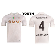Youth 2025-2026 Napoli #4 Alessandro Buongiorno Authentic Cream Away Jersey