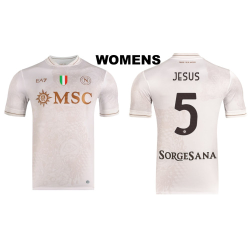 Women's 2025-2026 Napoli #5 Juan Jesus Authentic Cream Away Jersey Women's 2025-2026 Napoli #5 Juan Jesus Authentic Cream Away Jersey