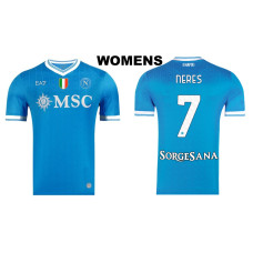 Women's 2025-2026 Napoli #7 David Neres Authentic Blue Home Jersey