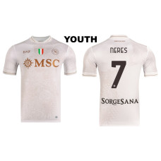 Youth 2025-2026 Napoli #7 David Neres Authentic Cream Away Jersey