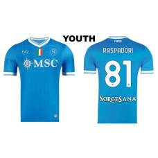 Youth 2025-2026 Napoli #81 Giacomo Raspadori Authentic Blue Home Jersey