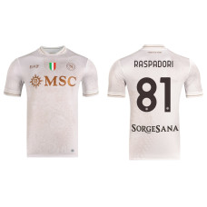 2025-2026 Napoli #81 Giacomo Raspadori Authentic Cream Away Jersey