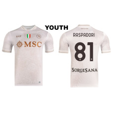 Youth 2025-2026 Napoli #81 Giacomo Raspadori Authentic Cream Away Jersey