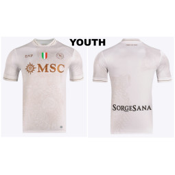 Youth Customize 2025-2026 Napoli Replica Cream Away Jersey